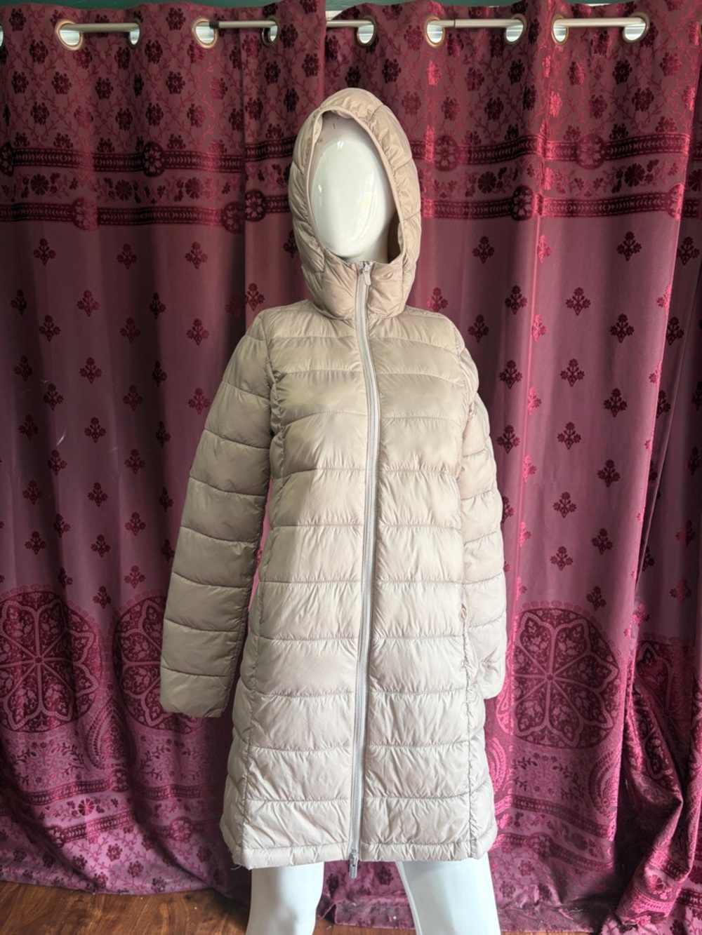Athleta Aire Puffer Parka Taupe Size XX-Small